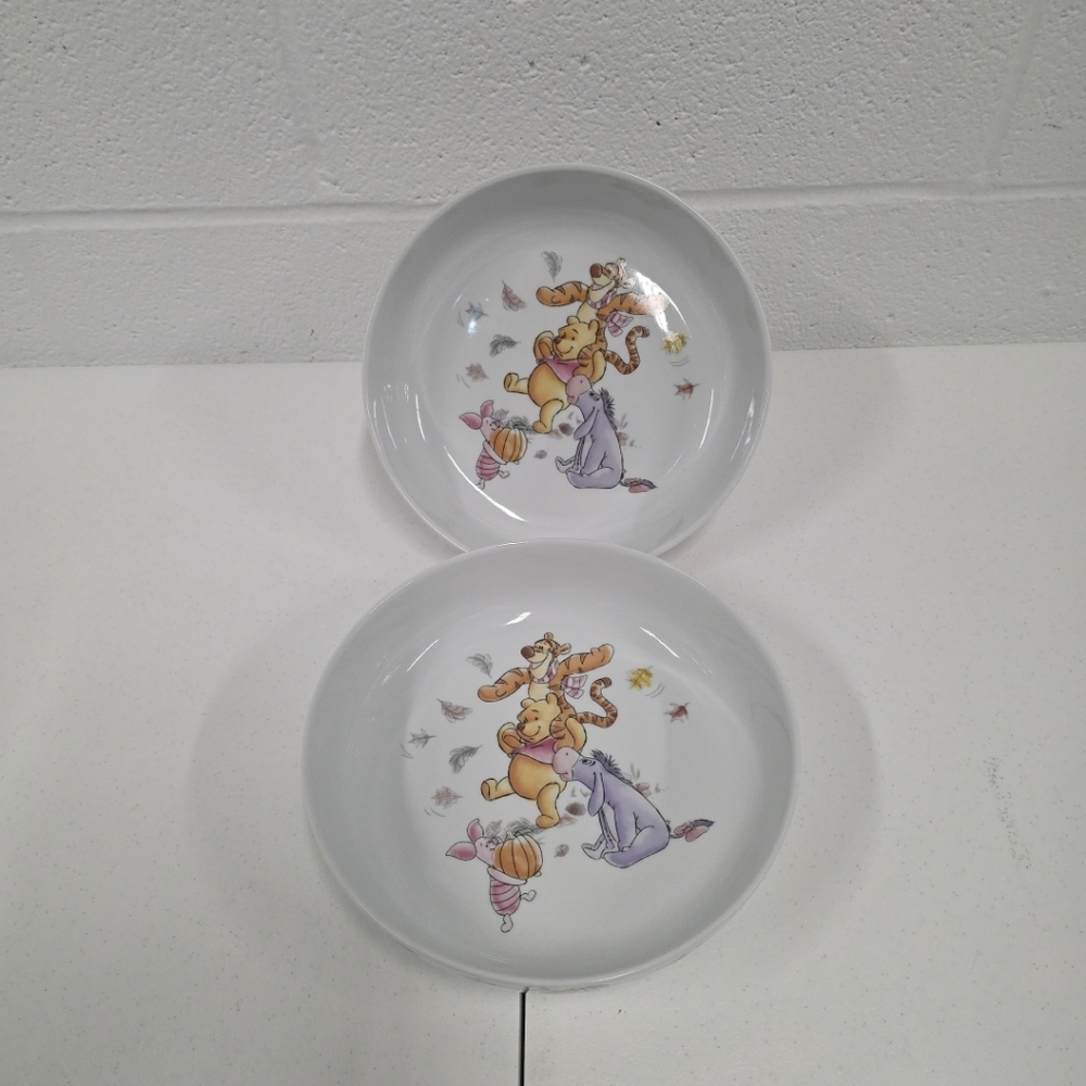 Disneys Winnie the Pooh Falling Leaves by Zrike Dinner Bowl Lot of 2